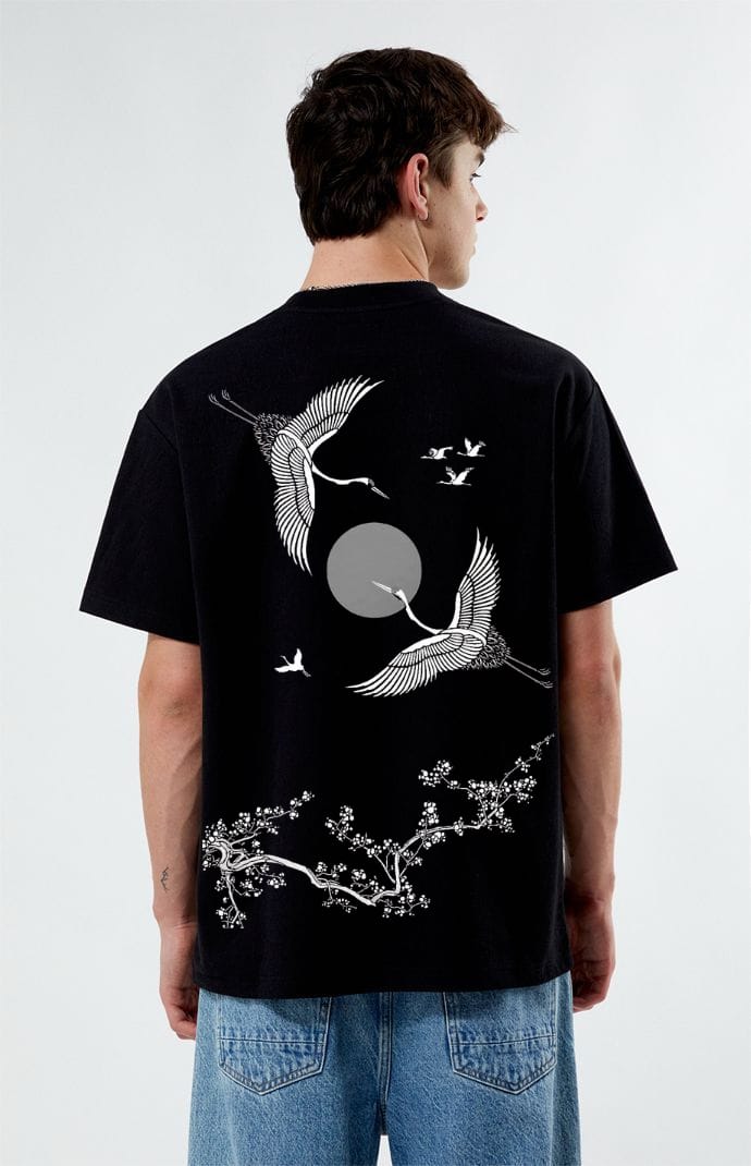 Flying anciet birds Oversized Tees-(Printed)